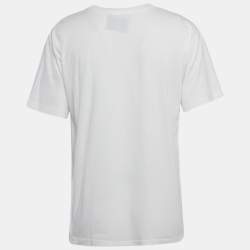 Pre Owned Moschino Couture White Logo Print Jersey Crew Neck T-Shirt M
