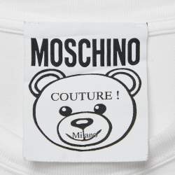 Moschino Couture White Cotton Robotic Teddy Print T-Shirt XS