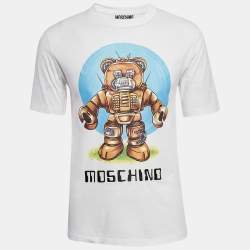 Moschino Couture White Cotton Robotic Teddy Print T-Shirt XS