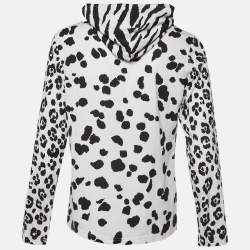 Pre Owned Moschino Couture Monochrome Printed Cotton Hoodie L