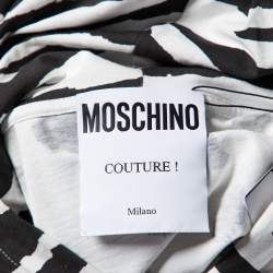 Pre Owned Moschino Couture Monochrome Printed Cotton Hoodie L