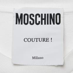 Pre Owned Moschino Couture White Logo Embroidered Sweatshirt XXL