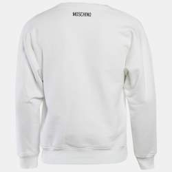 Pre Owned Moschino Couture 40 White Loud Luxury Print Cotton Sweatshirt M
