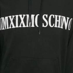 Pre Owned Moschino Couture Black Embroidered Cotton Hoodie M