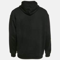 Pre Owned Moschino Couture Black Embroidered Cotton Hoodie M