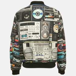 Moschino Couture Black Radio Print Nylon Jacket L