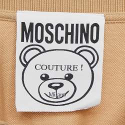 Moschino Couture Beige Bear Patch Cotton Polo T-Shirt 3XL