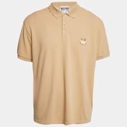 Moschino Couture Beige Bear Patch Cotton Polo T-Shirt 3XL