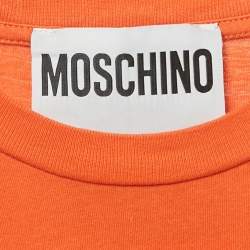 Moschino Couture Orange Logo Print Cotton Crew Neck T-Shirt S