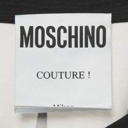Pre Owned Moschino Couture Black / White All Over Logo Print Cotton T-Shirt M