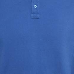 Pre Owned Moschino Couture Blue Cotton Pique Long Sleeve Polo T-Shirt XL