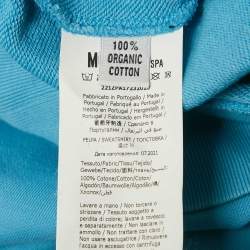 Pre Owned Moschino Couture Blue Logo Print Cotton Sweatshirt S