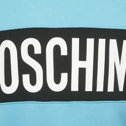 Pre Owned Moschino Couture Blue Logo Print Cotton Sweatshirt S