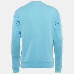 Pre Owned Moschino Couture Blue Logo Print Cotton Sweatshirt S
