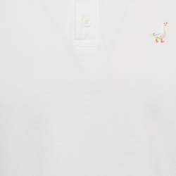 Pre Owned تي شيرت بولو �موسكينو كوتور قطن أبيض مطرز مقاس صغير