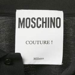 مملوكة مسبقًا Moschino Couture Black Embroidered Cotton Polo T-Shirt S