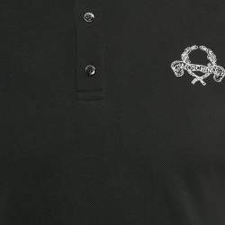 مملوكة مسبقًا Moschino Couture Black Embroidered Cotton Polo T-Shirt S