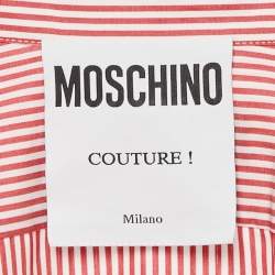 مملوكة مسبقًا قميص موسكينو كوتور قطن مخطط أحمر بتفاصيل أوكا مقاس متوسط