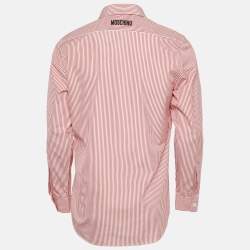 مملوكة مسبقًا قميص موسكينو كوتور قطن مخطط أحمر بتفاصيل أوكا مقاس متوسط