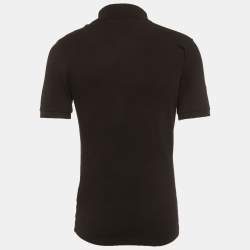 مملوكة مسبقًا Moschino Couture Black Cotton Logo Plaque Polo T-Shirt S