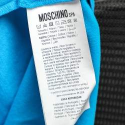 Pre Owned Moschino Couture Blue Logo Printed Cotton T-Shirt S
