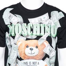 Moschino Couture Black Cotton Dollar Teddy Printed Crew Neck T-Shirt XXS