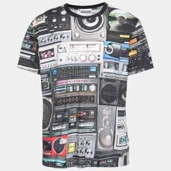 Pre Owned Moschino Couture Multicolor Speaker Printed Cotton Crew Neck T-Shirt XXL