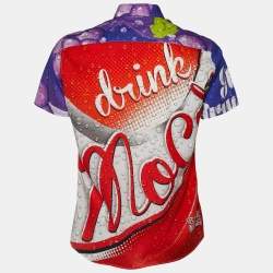 Pre Owned Moschino Couture Multicolor Soda Pop Printed Cotton Half Sleeve Shirt L