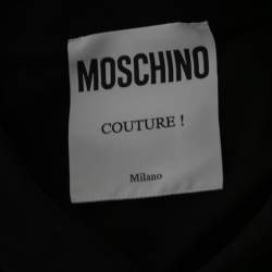 Pre Owned Moschino Couture Black Cotton Pique Logo Printed Polo T-Shirt XL