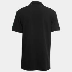 Pre Owned Moschino Couture Black Cotton Pique Logo Printed Polo T-Shirt XL