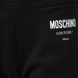 Pre Owned Moschino Couture Black Logo Printed Cotton Joggers XL