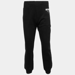 Pre Owned Moschino Couture Black Logo Printed Cotton Joggers XL