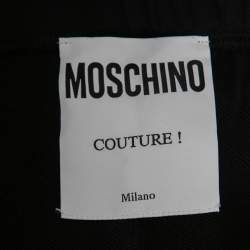 Pre Owned Moschino Couture Black Logo Printed Cotton Joggers XL