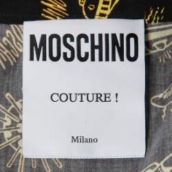 Pre Owned Moschino Couture Black Printed Cotton Short Sleeve Shirt L