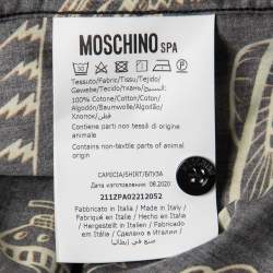 Pre Owned Moschino Couture Black Printed Cotton Short Sleeve Shirt L