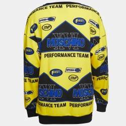Pre Owned Moschino Couture Yellow Performance Print Cotton Sweatshirt L