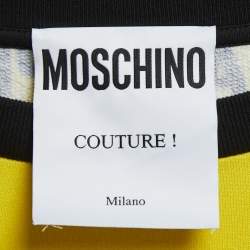 Pre Owned Moschino Couture Yellow Performance Print Cotton Sweatshirt L