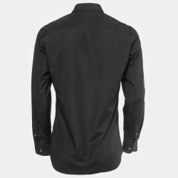 Pre Owned Moschino Couture Black Cotton Teddy Embroidered Long Sleeve Shirt M