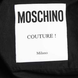 Pre Owned Moschino Couture Black Cotton Teddy Embroidered Long Sleeve Shirt M