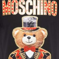 Pre Owned Moschino Couture Black Circus Teddy Printed Cotton T-Shirt L