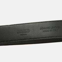Pre Owned Moschino Black Leather Classic Logo Belt 105 CM