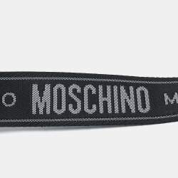Moschino Black/White Logo Jacquard Buckle Belt 107 CM