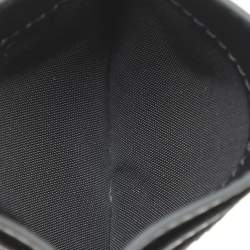 Pre Owned Moschino Grey Leather Logo Print Card Holder