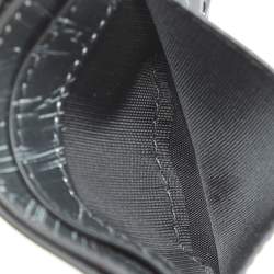 Pre Owned Moschino Grey Leather Logo Print Card Holder