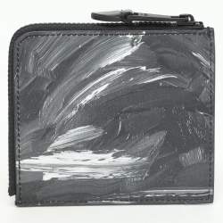 Moschino Grey Leather Logo Print Coin Purse