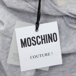 Pre Owned Moschino Grey Cotton Logo Print Hoodie M