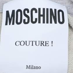 Pre Owned Moschino Grey Cotton Logo Print Hoodie M