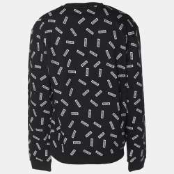 Moschino Underwear Black Cotton Knit Logo Print Crew Neck Sweatshirt L