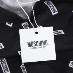 Moschino Underwear Black Cotton Knit Logo Print Crew Neck Sweatshirt L