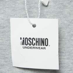 Pre Owned Moschino Underwear Grey Cotton Logo Tape Detail Crew Neck Sweatshirt M